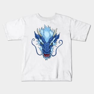 Chinese Dragon Head Blue Kids T-Shirt